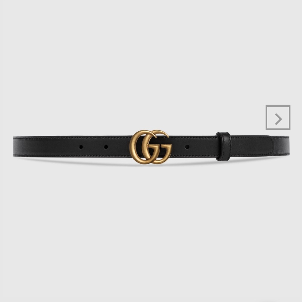 GUCCI LEATHER BELT WITH DOUBLE G BUCKLE